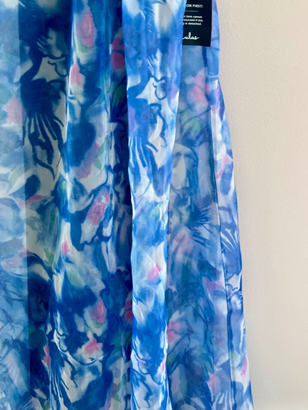 NWT Lulu's Bloom Wildly Maxi Dress Open Back Watercolor Fairy Organza Blue Sz XS - Picture 6 of 16